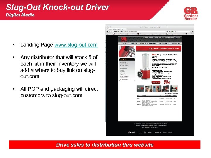 Slug-Out Knock-out Driver Digital Media • Landing Page www. slug-out. com • Any distributor