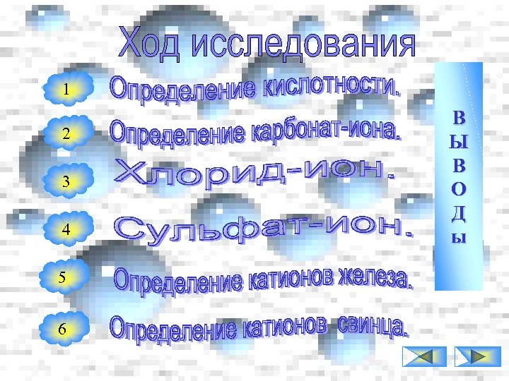 1 2 3 4 5 6 В Ы В О Д ы 