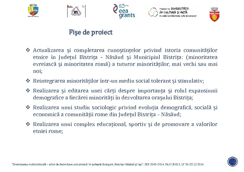 Fișe de proiect v Actualizarea și completarea cunoștințelor privind istoria comunităților etnice în Județul