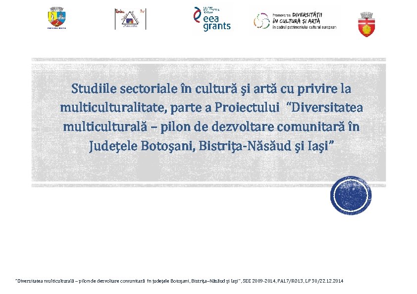 Studiile sectoriale în cultură și artă cu privire la multiculturalitate, parte a Proiectului “Diversitatea