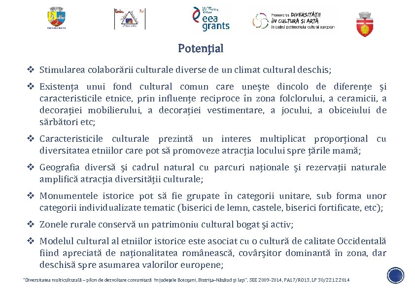 Potențial v Stimularea colaborării culturale diverse de un climat cultural deschis; v Existența unui