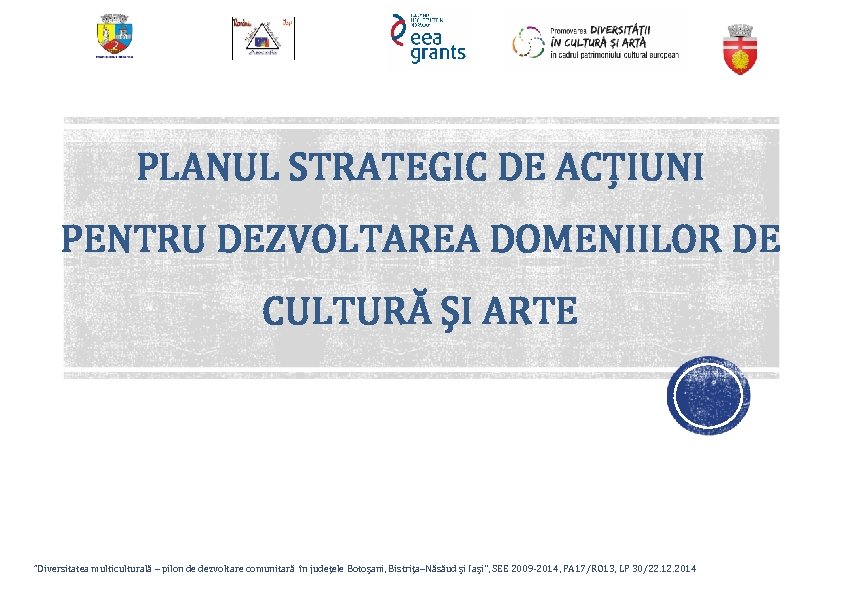 PLANUL STRATEGIC DE ACȚIUNI PENTRU DEZVOLTAREA DOMENIILOR DE CULTURĂ ȘI ARTE “Diversitatea multiculturală –