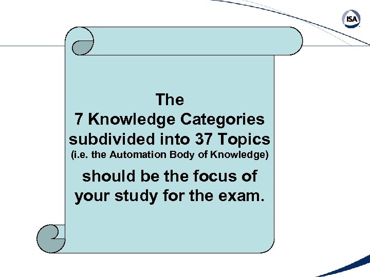 The 7 Knowledge Categories subdivided into 37 Topics (i. e. the Automation Body of