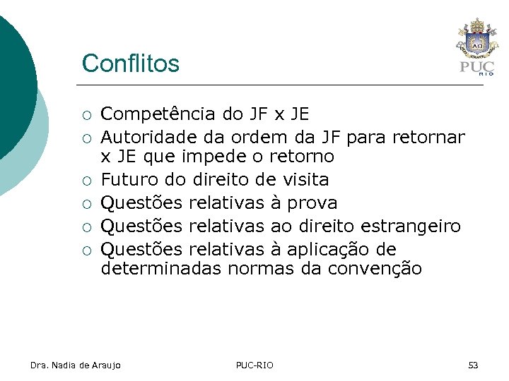 Conflitos ¡ ¡ ¡ Competência do JF x JE Autoridade da ordem da JF