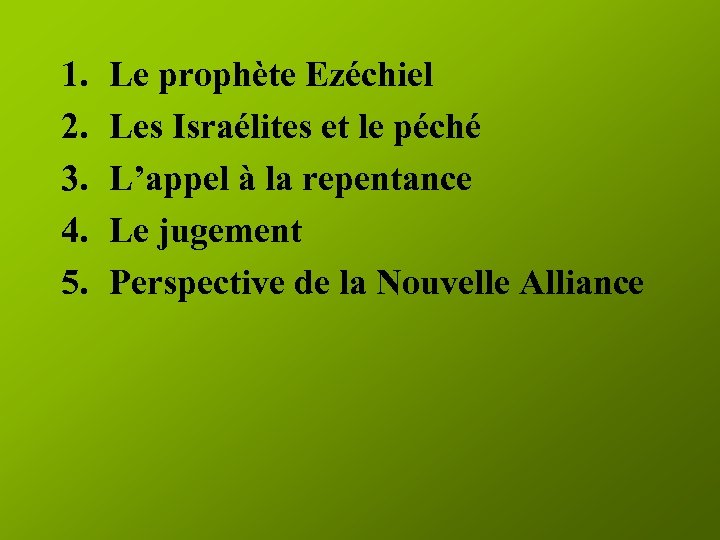 1. 2. 3. 4. 5. Le prophète Ezéchiel Les Israélites et le péché L’appel