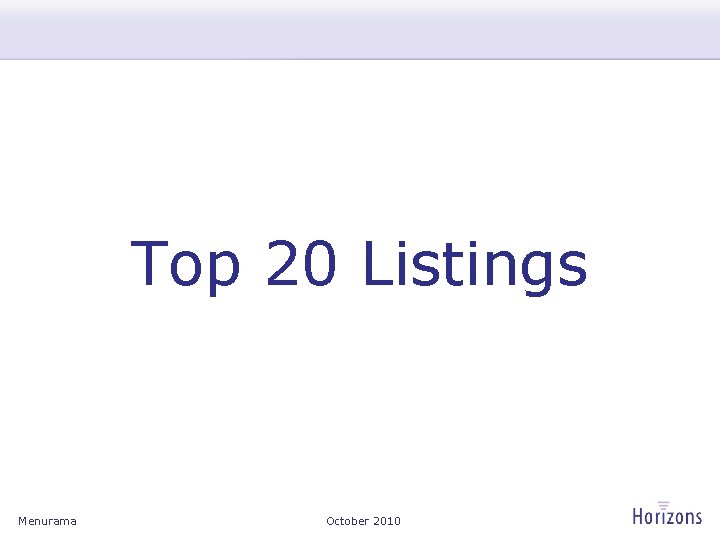 Top 20 Listings Menurama October 2010 