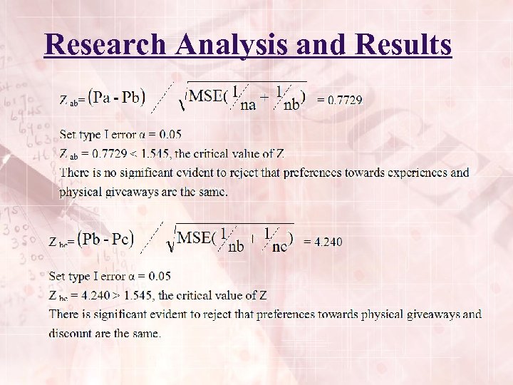 Research Analysis and Results 