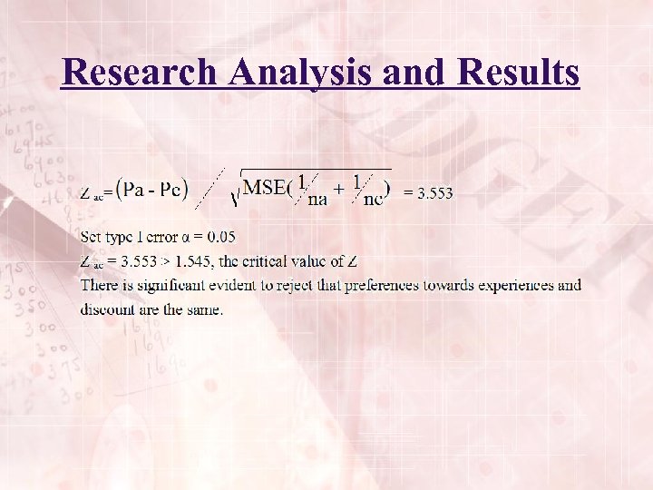 Research Analysis and Results 