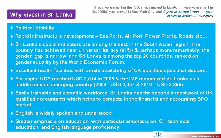 Why invest in Sri Lanka 