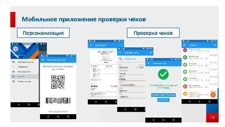 Мобильное приложение проверки чеков Персонализация Проверка чеков 10 