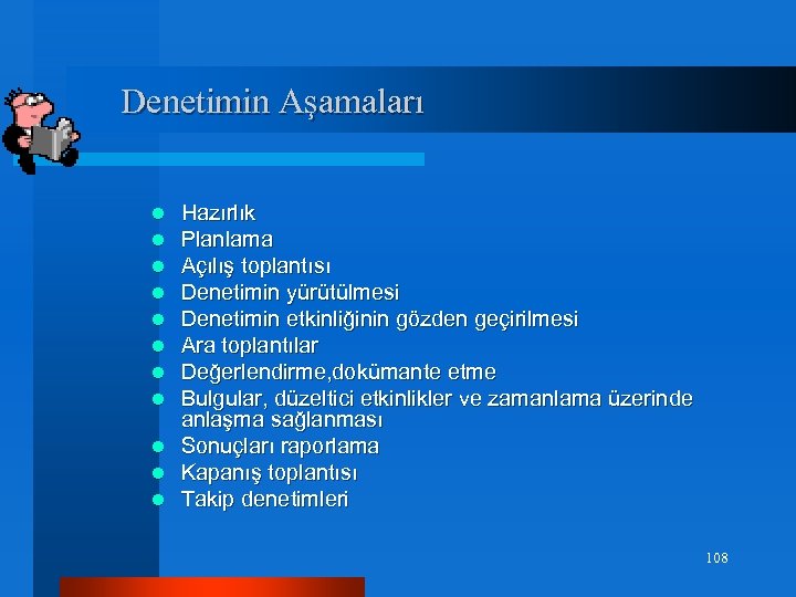 Denetimin Aşamaları Hazırlık Planlama Açılış toplantısı Denetimin yürütülmesi Denetimin etkinliğinin gözden geçirilmesi Ara toplantılar