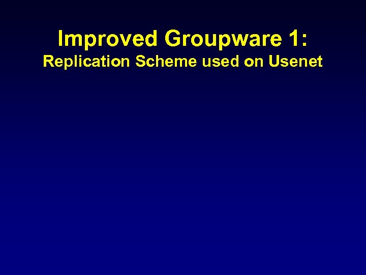 Improved Groupware 1: Replication Scheme used on Usenet 