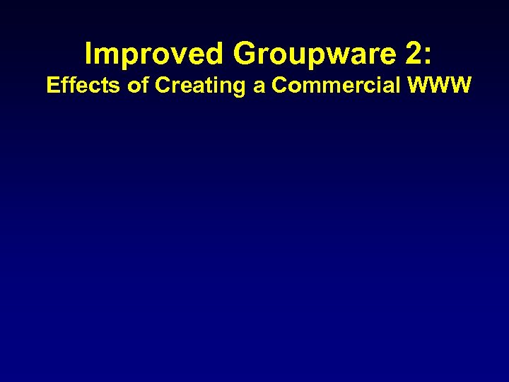 Improved Groupware 2: Effects of Creating a Commercial WWW 