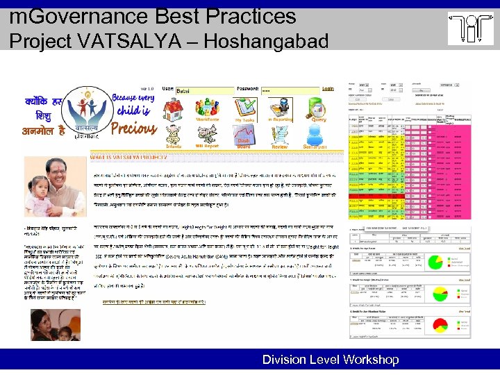 m. Governance Best Practices Project VATSALYA – Hoshangabad Division Level Workshop 