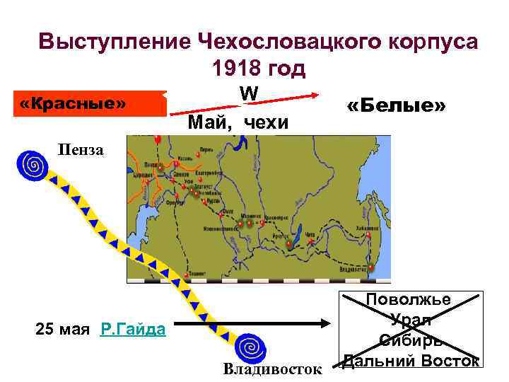 Восстание чехословацкого корпуса карта