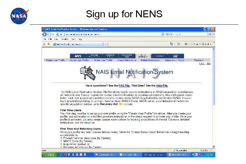 Sign up for NENS 