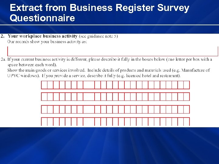 Extract from Business Register Survey Questionnaire 