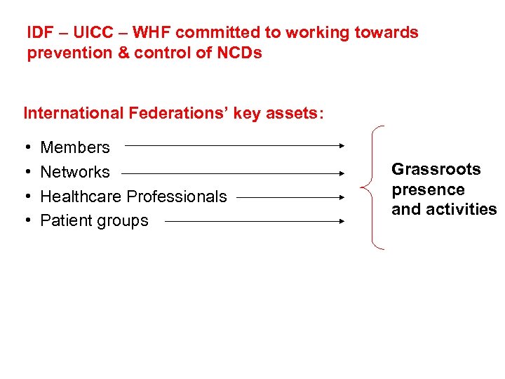 IDF – UICC – WHF committed to working towards prevention & control of NCDs