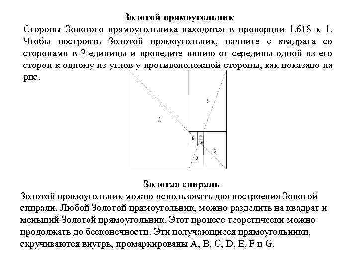 Золотой прямоугольник Стороны Золотого прямоугольника находятся в пропорции 1. 618 к 1. Чтобы построить
