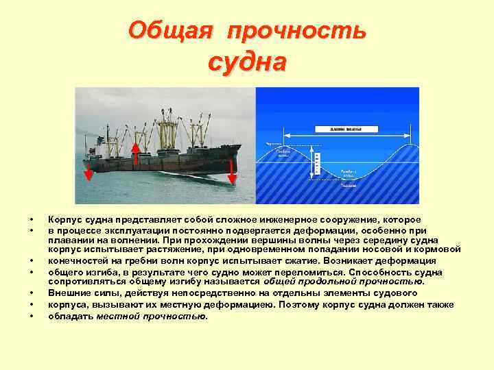 Общая прочность судна • • Корпус судна представляет собой сложное инженерное сооружение, которое в