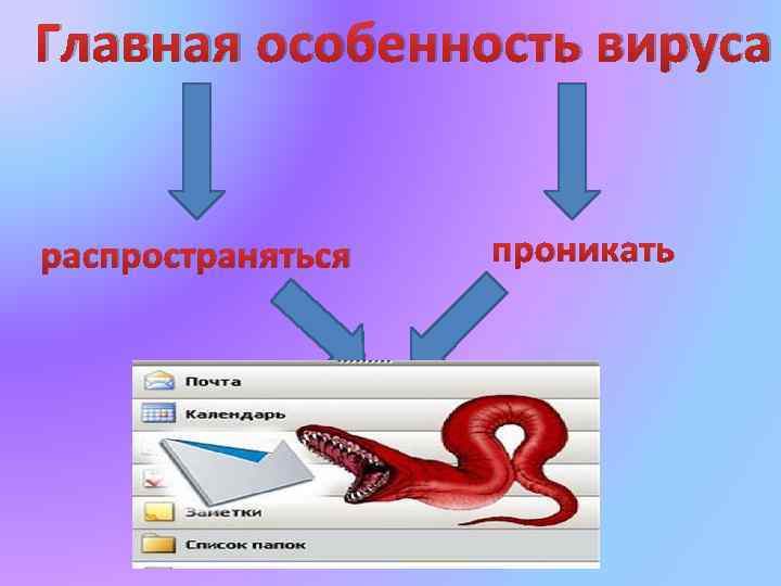 Главная особенность вируса распространяться проникать 