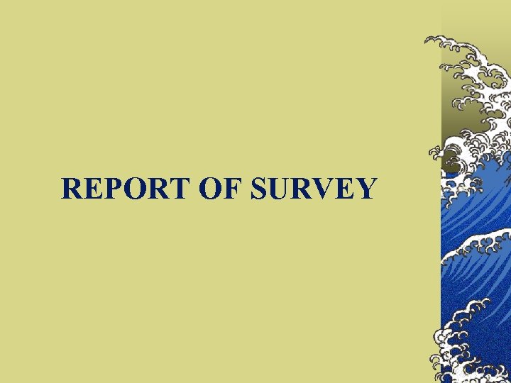 REPORT OF SURVEY 