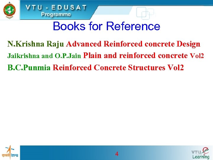 Books for Reference N. Krishna Raju Advanced Reinforced concrete Design Jaikrishna and O. P.