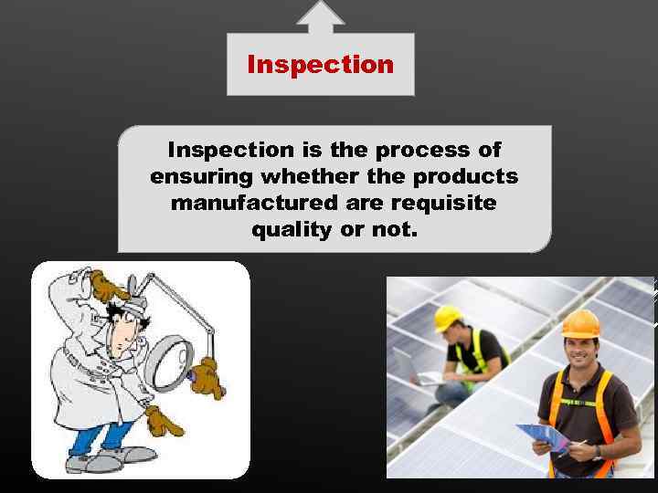 Inspection is the process of ensuring whether the products manufactured are requisite quality or