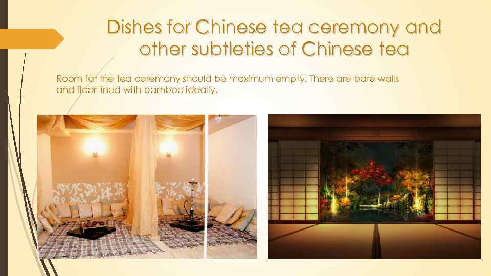 Dishes for Chinese tea ceremony and other subtleties of Chinese tea Room for the