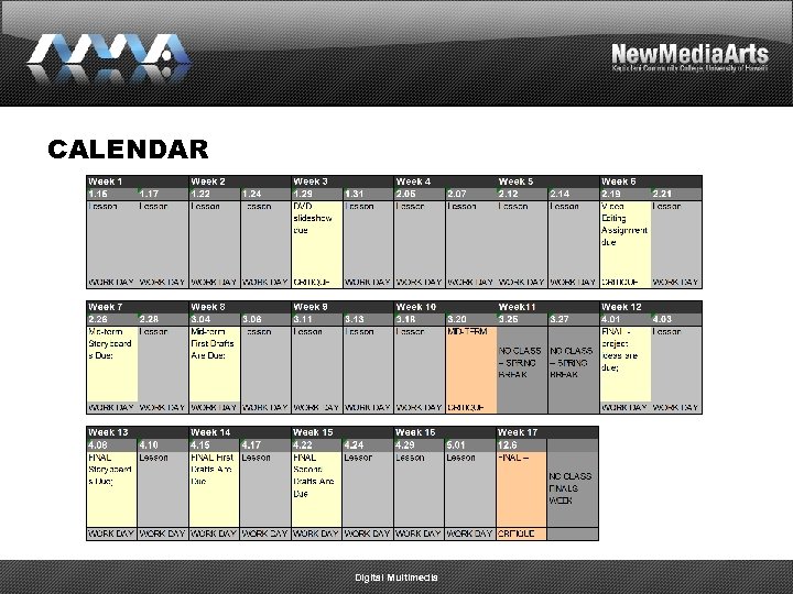 CALENDAR Digital Multimedia 