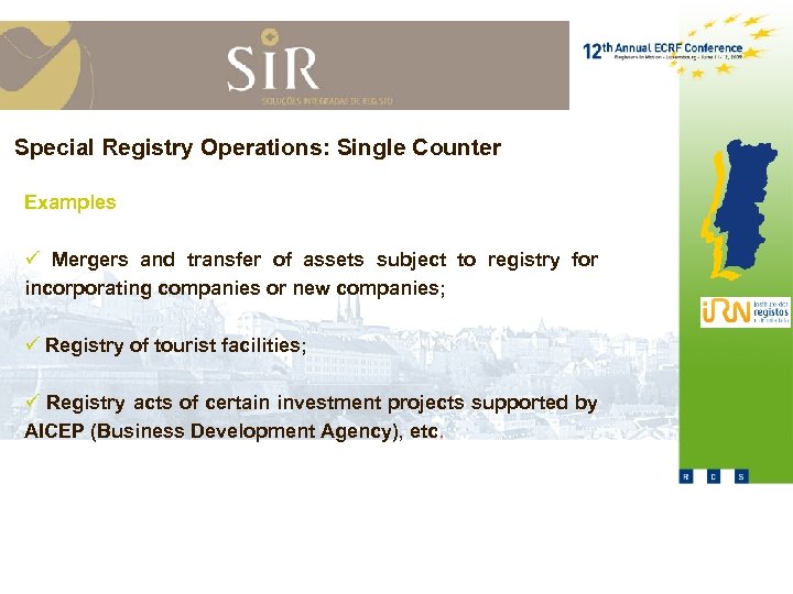 Special Registry Operations: Single Counter Examples ü Mergers and transfer of assets subject to