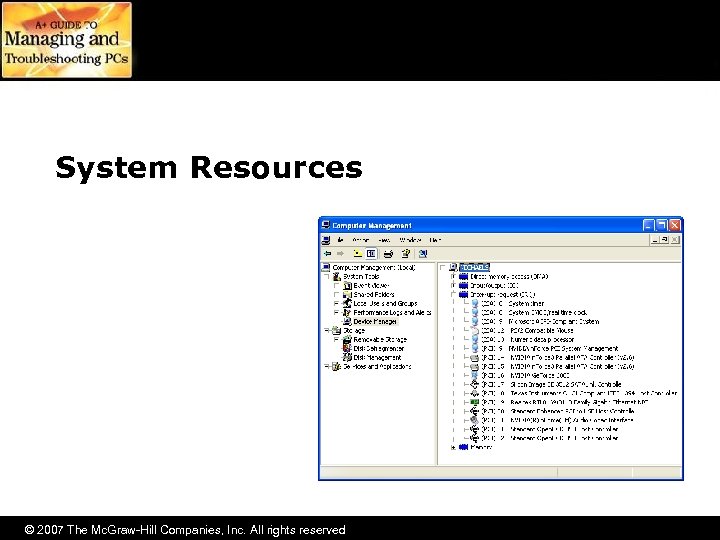 System Resources © 2007 The Mc. Graw-Hill Companies, Inc. All rights reserved 