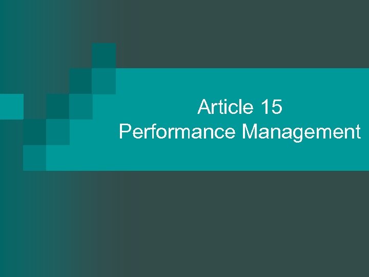 Article 15 Performance Management 