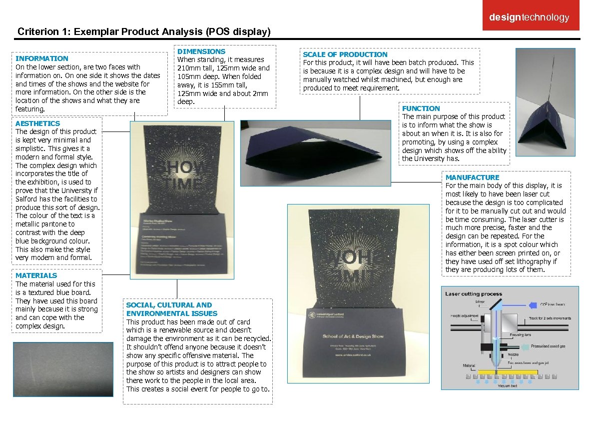 designtechnology Criterion 1: Exemplar Product Analysis (POS display) INFORMATION On the lower section, are