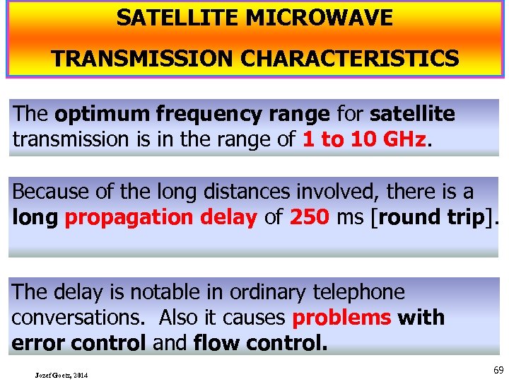 SATELLITE MICROWAVE TRANSMISSION CHARACTERISTICS The optimum frequency range for satellite transmission is in the