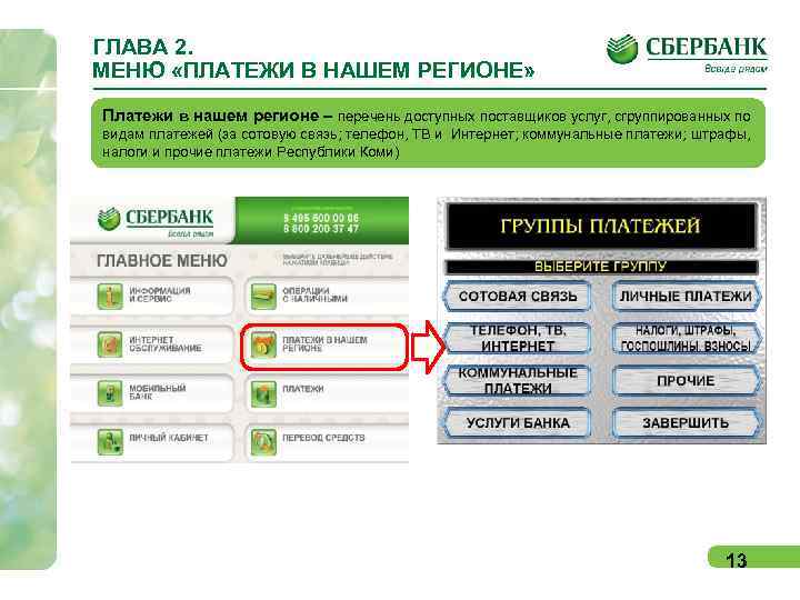 ГЛАВА 2. МЕНЮ «ПЛАТЕЖИ В НАШЕМ РЕГИОНЕ» Платежи в нашем регионе – перечень доступных