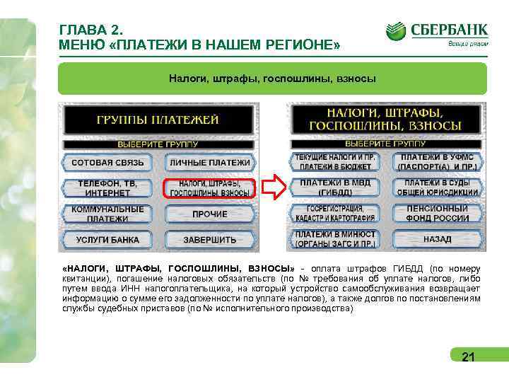 ГЛАВА 2. МЕНЮ «ПЛАТЕЖИ В НАШЕМ РЕГИОНЕ» Налоги, штрафы, госпошлины, взносы «НАЛОГИ, ШТРАФЫ, ГОСПОШЛИНЫ,