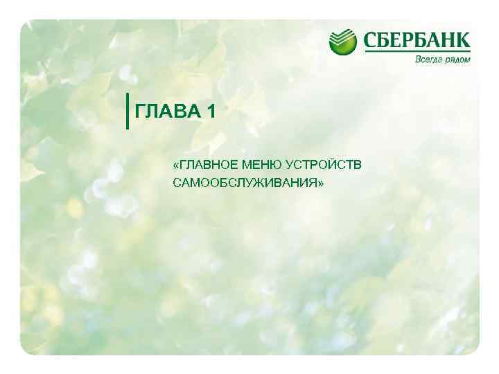ГЛАВА 1 «ГЛАВНОЕ МЕНЮ УСТРОЙСТВ САМООБСЛУЖИВАНИЯ» 3 