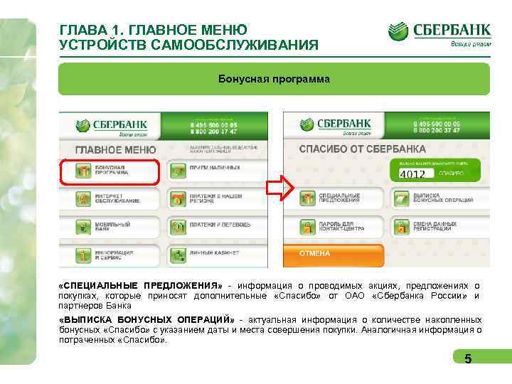 ГЛАВА 1. ГЛАВНОЕ МЕНЮ УСТРОЙСТВ САМООБСЛУЖИВАНИЯ Бонусная программа «СПЕЦИАЛЬНЫЕ ПРЕДЛОЖЕНИЯ» - информация о проводимых