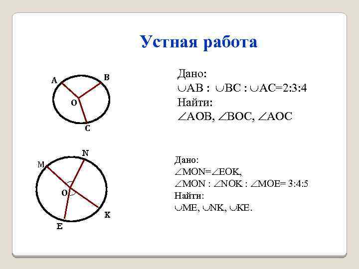 Устная работа В А О С N М О О K E Дано: АВ