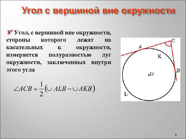 Если вершина угла лежит на окружности то этот угол является вписанным углом окружности рисунок