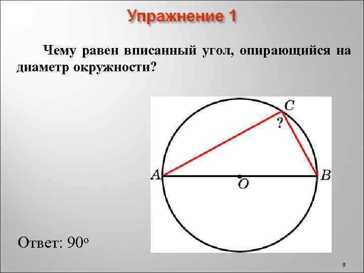 Угол с вершиной в центре