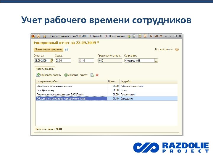 Учет рабочего времени сотрудников 
