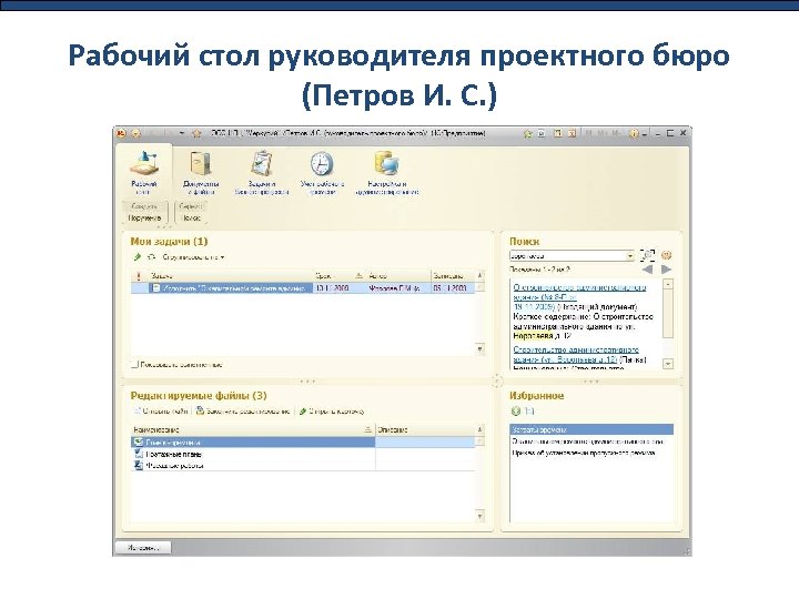 Рабочий стол руководителя проектного бюро (Петров И. С. ) 