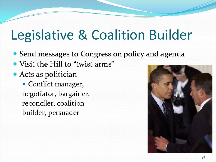 Legislative & Coalition Builder Send messages to Congress on policy and agenda Visit the