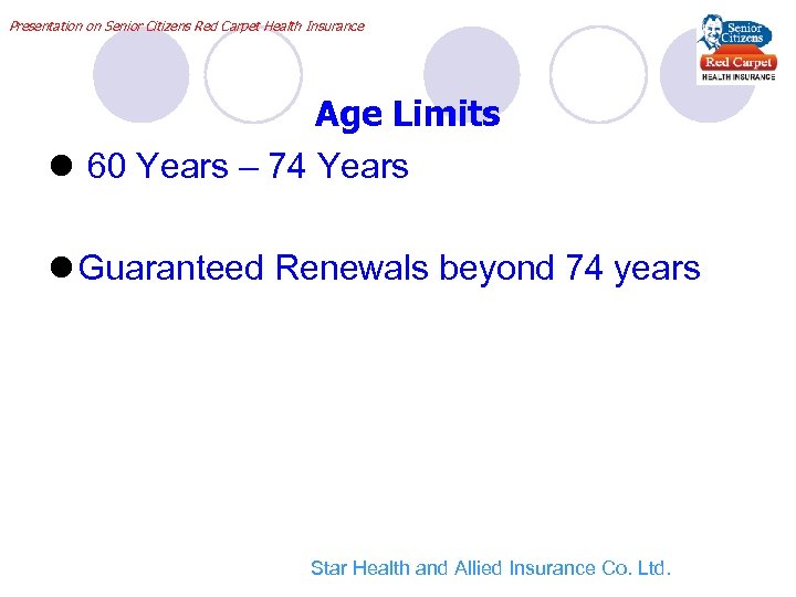 Presentation on Senior Citizens Red Carpet Health Insurance Age Limits l 60 Years –