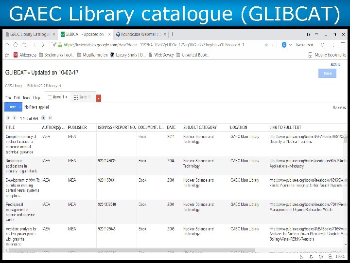 GAEC Library catalogue (GLIBCAT) (Highlights of 2016) 12 