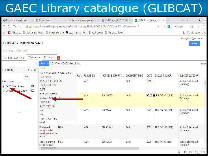 GAEC Library catalogue (GLIBCAT) (Highlights of 2016) 14 