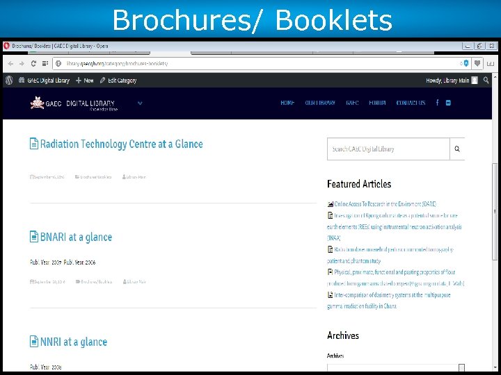 Brochures/ Booklets 15 