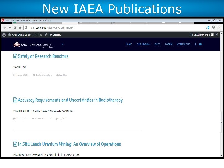 New IAEA Publications 17 